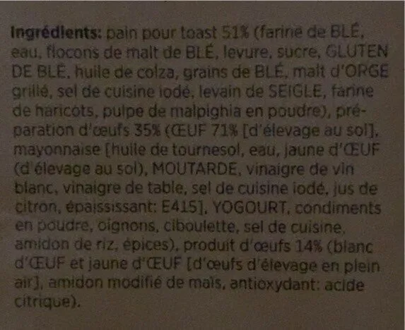 Pain pour toast avec préparation d’oeuf
