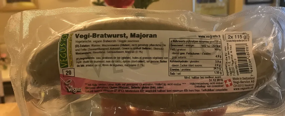 Vegi-bratwurst Majoran