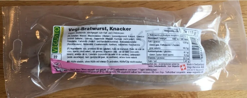Vegi-Bratwurst, Knacker