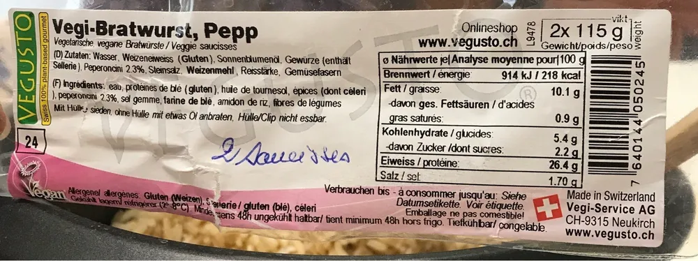 Vegi-Bratwurst, Pepp
