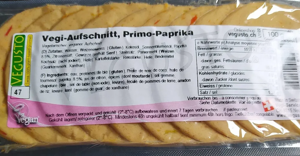 Beginn Aufschnitt, Primo-Paprika