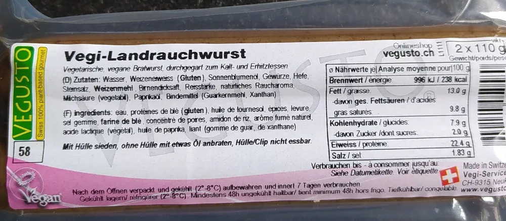 Vegi-Landrauchwurst