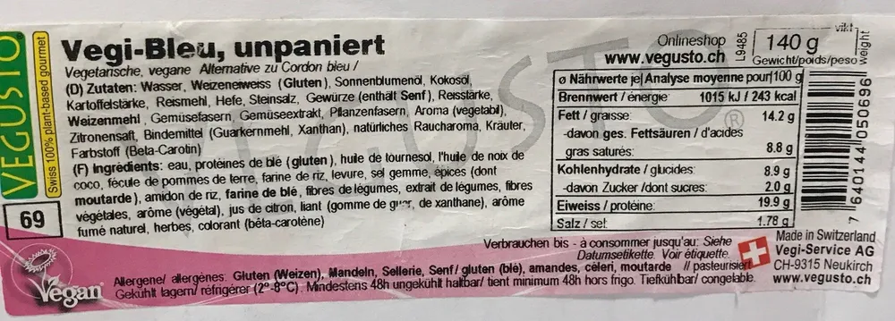 Vegi-Bleu, unpaniert