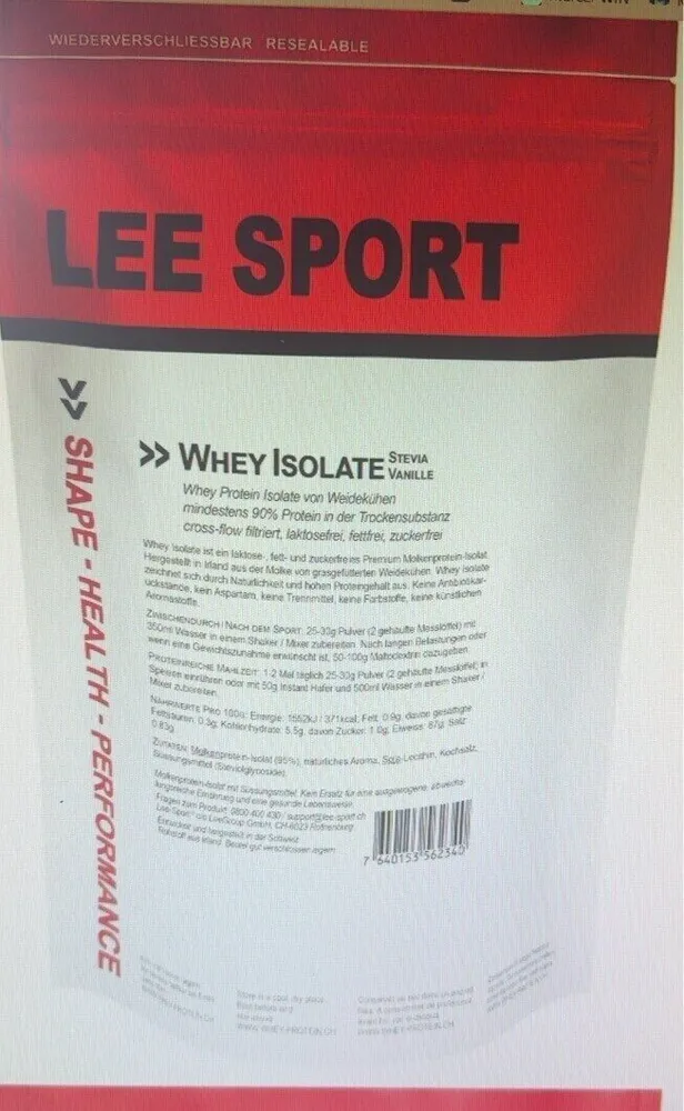 Lee Sport Vanille Stevia Whey Isolate