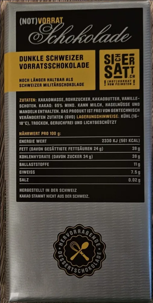 Notvorrat Schokolade