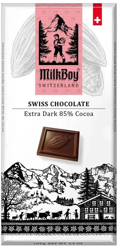 Milkboy Swiss Extra Dark 85% Cocoa 3.5 Oz / 100G