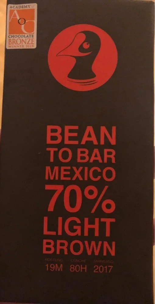 Bean to bar mexico 70% light brown