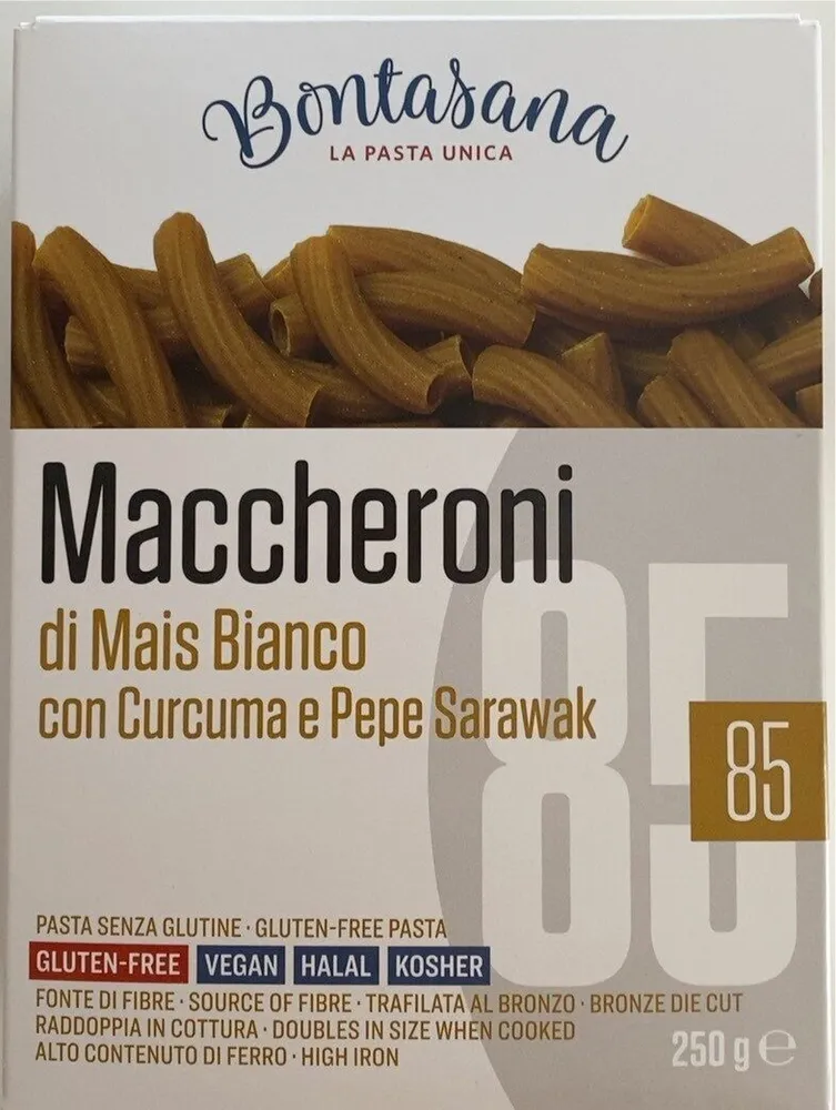 Maccheroni di Mais bianco con curcuma e pepe Sarawak