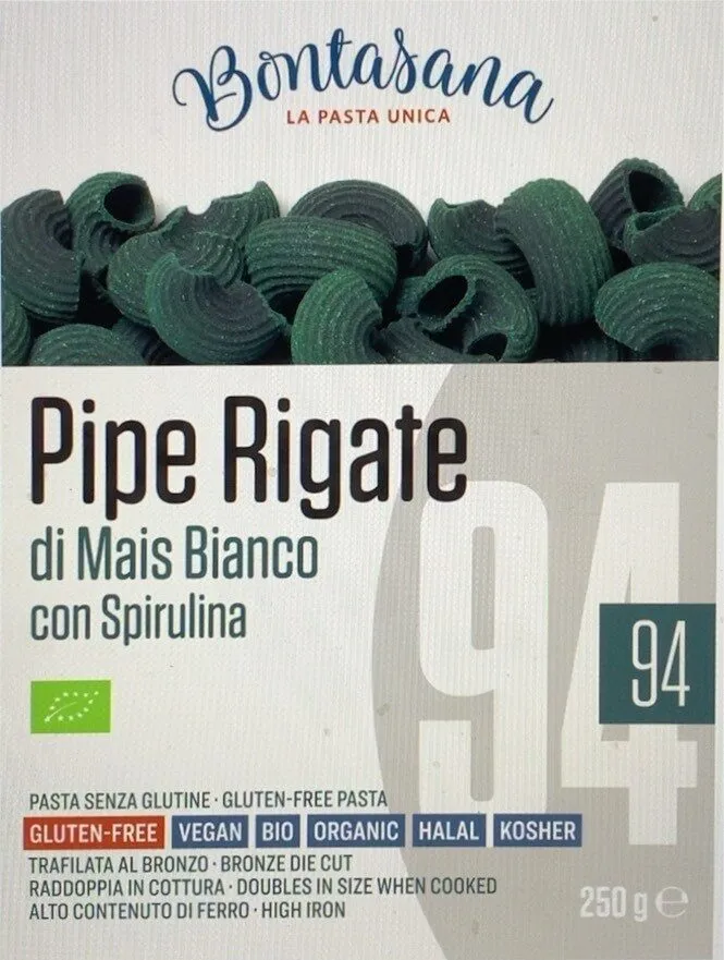 Pipe Rigate di Mais Bianco con Spirulina