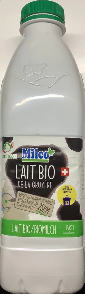 Lait entier frais de la gruyère