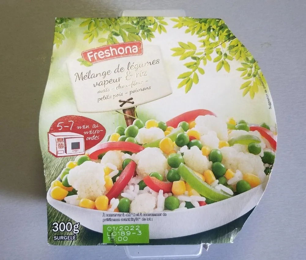 Mélange de légumes vapeur et riz