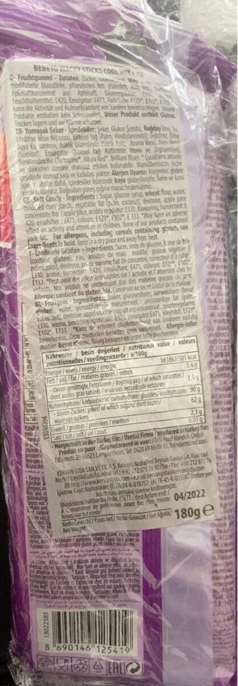 Bebeto wacky sticks cool mix fruit