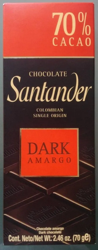 Chocolates Santander Amargo 70% Cacao 70 gr