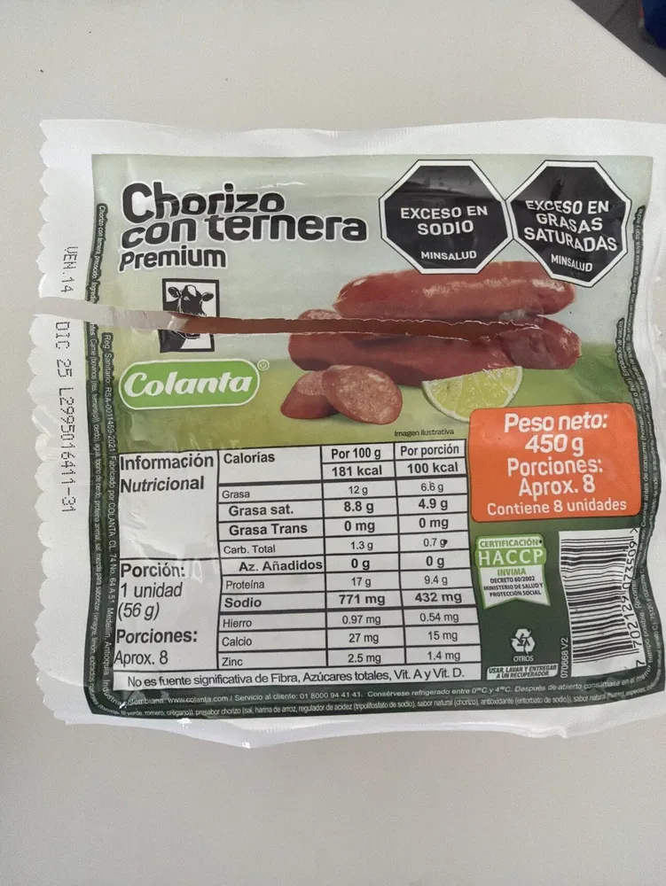 Chorizo Conternar Colanta
