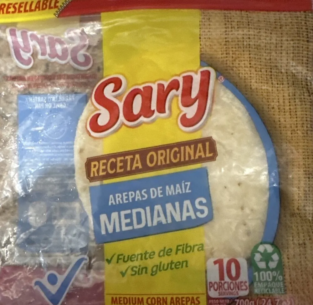 Sary Receta Original Arepas de Maíz Medianas