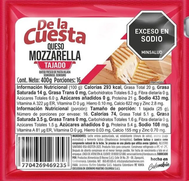 Queso Mozzarella tajado