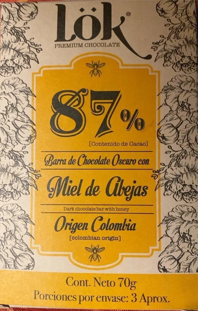 Chocolate 87% Con Miel De Abejas