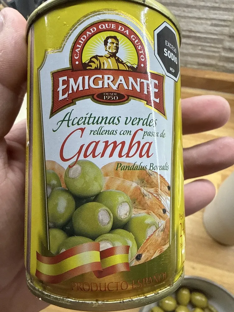 Aceitunas Verdes, Rellenas Con Gambas