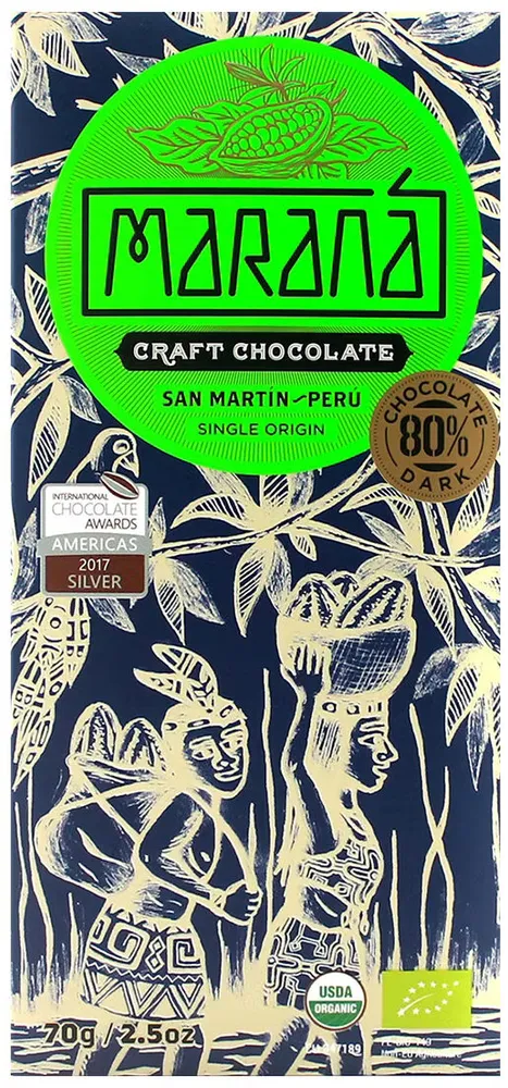 Tableta de chocolate negro artesanal San Martín/Perú 80% cacao