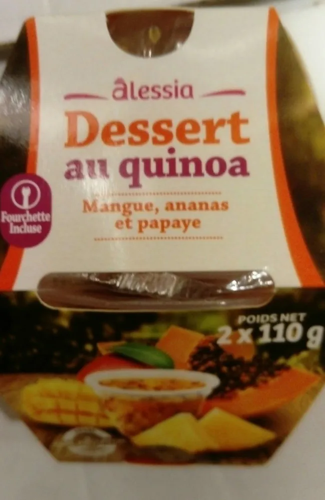 Dessert au quinoa, mangue, ananas, papaye