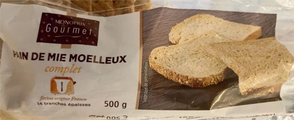 Pain de mie moelleux, complet