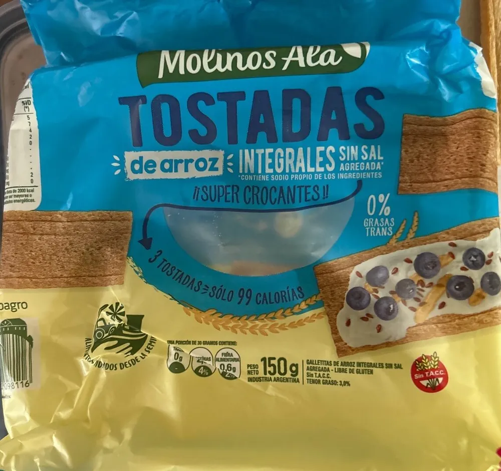 Tostadas de arroz integrales sin sal
