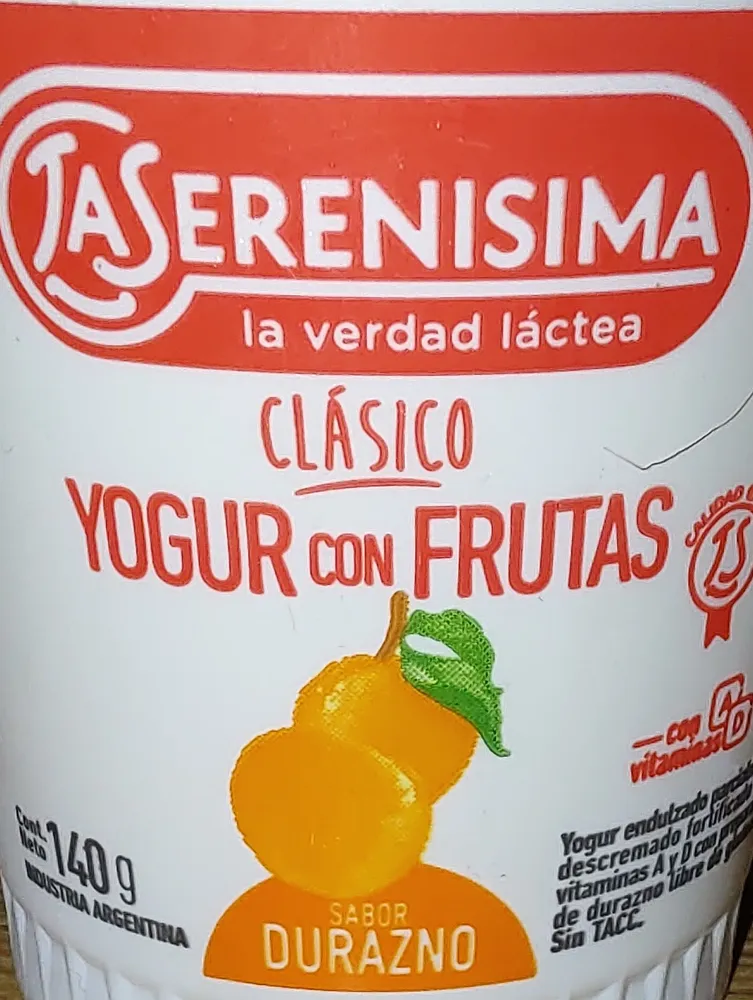 Yogur con frutas - Durazno