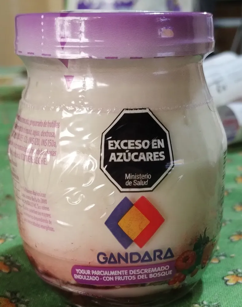Yogur con colchón de frutilla y moras