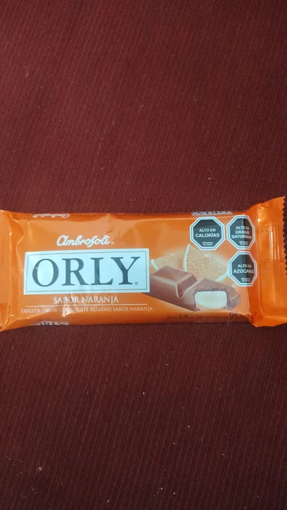 ORLY SABOR NARANJA TABLETA SABOR CHOCOLATE RELLENO SABOR NARANJA