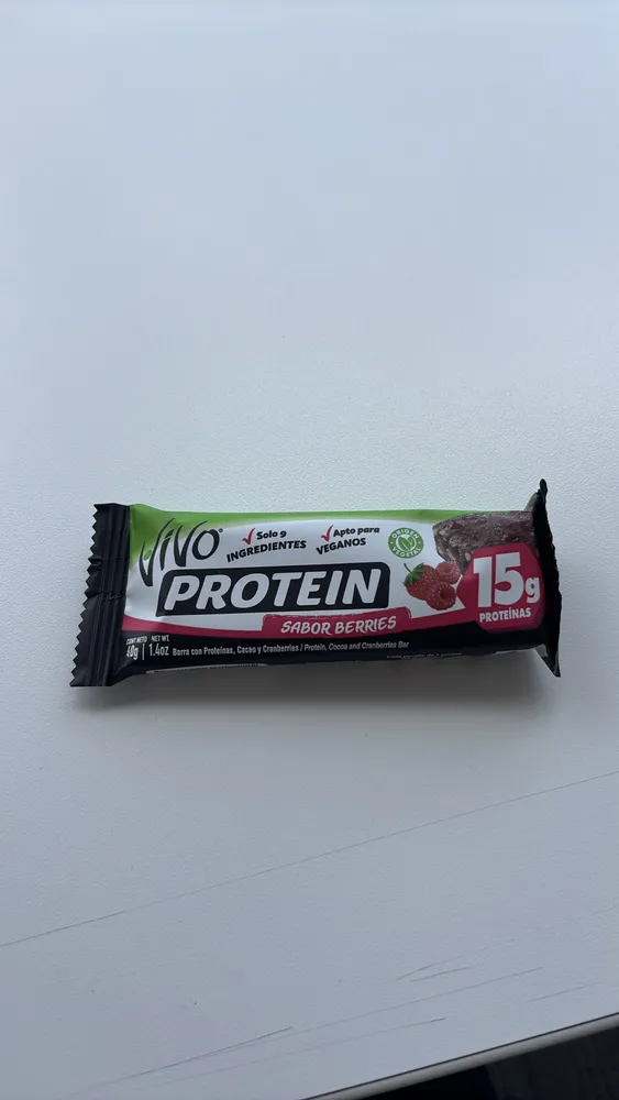 VIVO PROTEIN Sabor Berries - Barra con Proteínas, Cacao y Cranberries