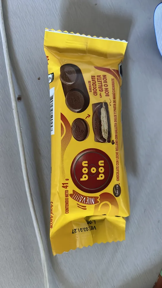 Barra de Chocolate con Galleta Bon o Bon