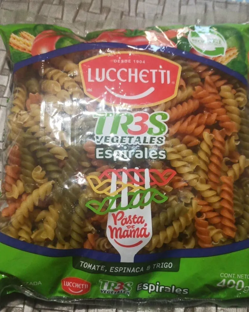 Fideos Tres Vegetales espirales