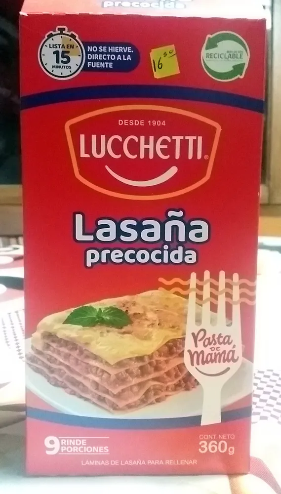 Lasaña Precocida