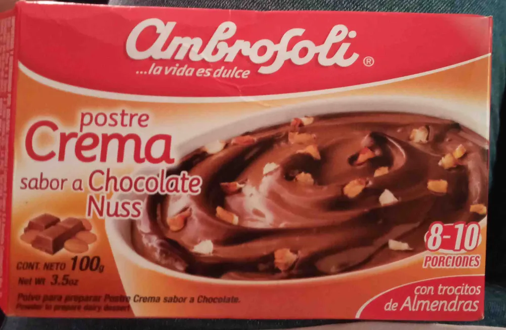 postre de crema sabor a chocolate nuss