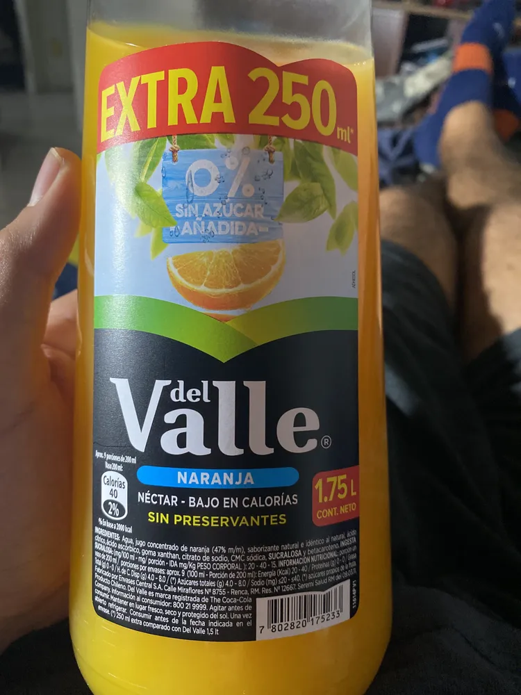 Néctar de naranja bajo en calorías sin preservantes