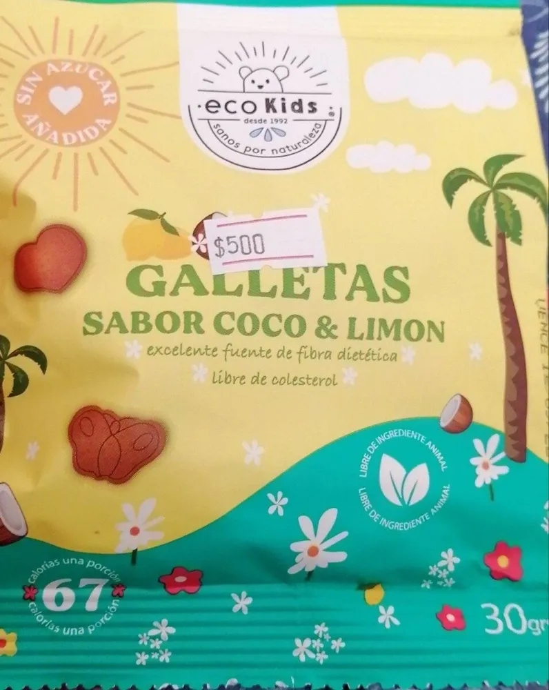 Galleta sabor coco y limón