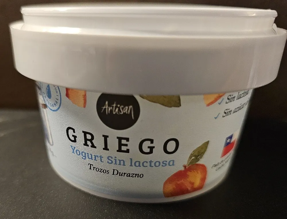 Yogurt griego Sin Lactosa Trozos Duraznos