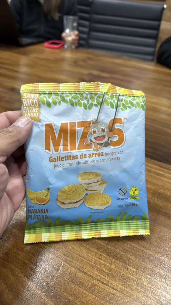 Mizos Galletitas de arroz integral con jugo de fruta sin aditivos ni preservantes