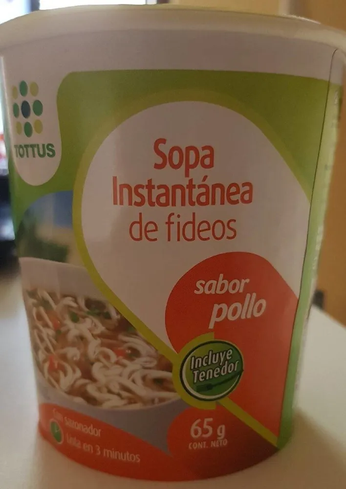 Sopa instantánea de fideos, sabor pollo
