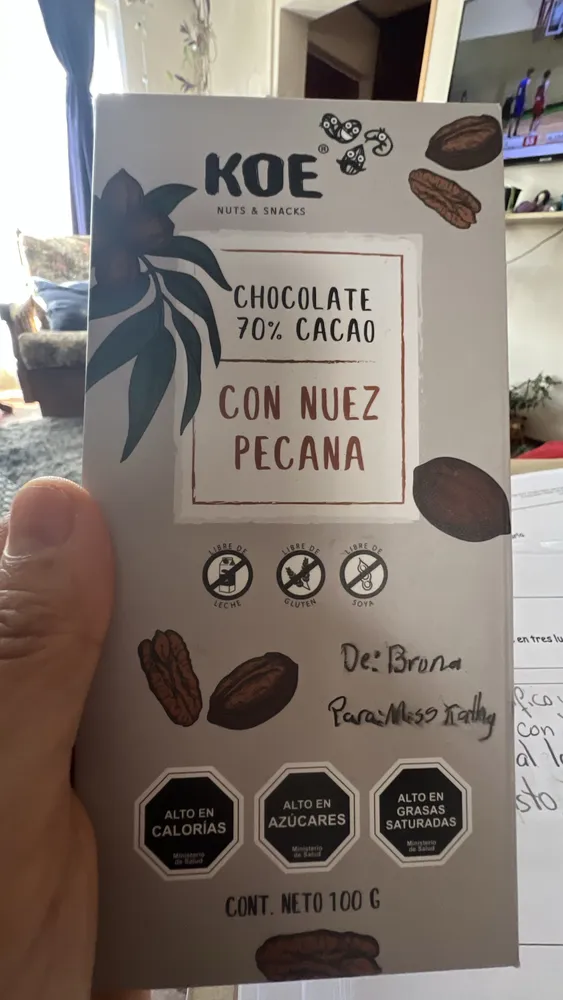 CHOCOLATE 70% CACAO CON NUEZ PECANA