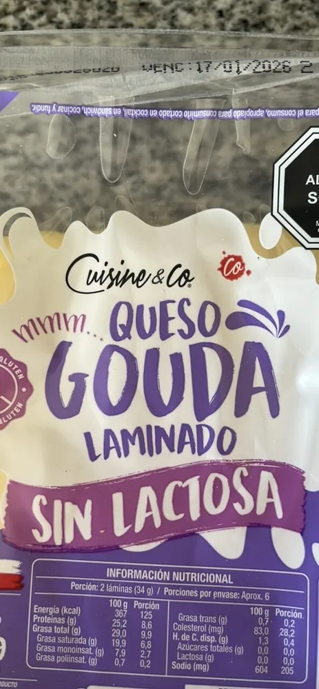 Queso Gouda Laminado Sin Lactosa