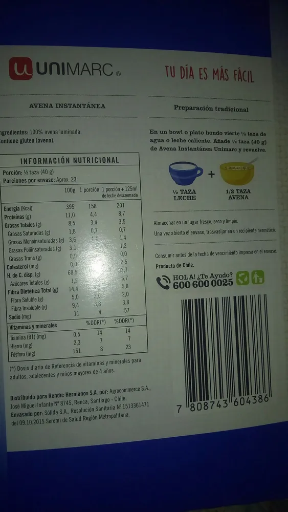 avena instantánea Unimarc