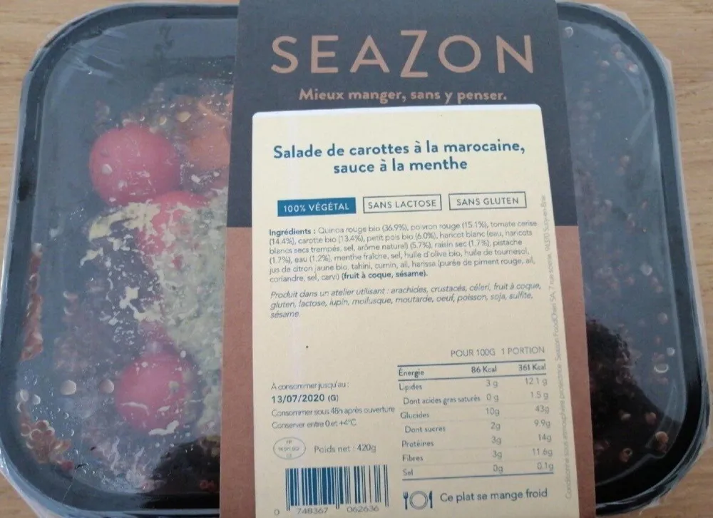 Salade de carottes à la marocaine, sauce à la menthe