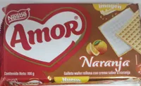 Galleta wafer rellena con crema sabor a naranja