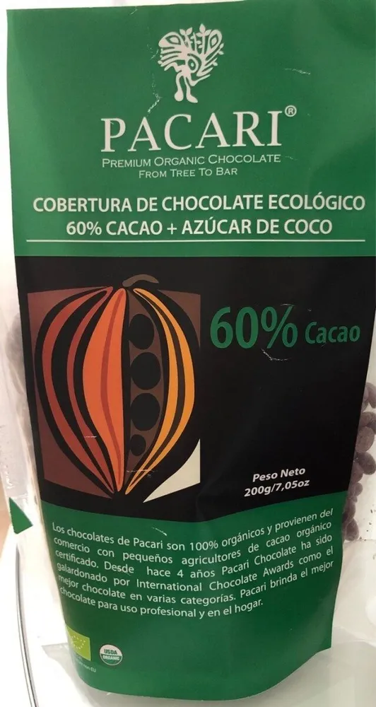 Cobertura chocolate ecológico 60%