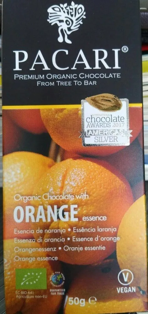 Organic chocolate with orange essence