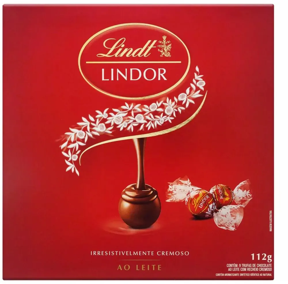 Trufa De Chocolate Suíço Ao Leite Lindt Lindor Caixa 112g 9 Unidades