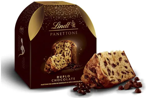 Panettone Com Gotas De Chocolate Ao Leite Duplo Chocolate Lindt Caixa 400g