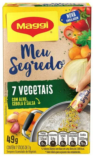 Tempero Granulado 7 Vegetais Maggi Meu Segredo Caixa 49g 7 Unidades