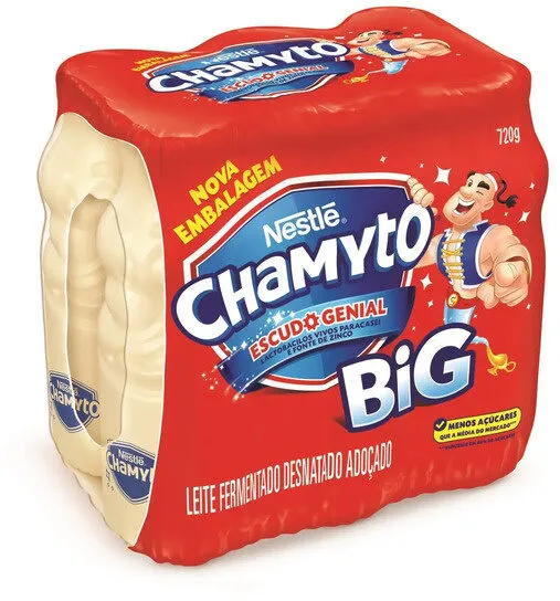 Pack Leite Fermentado Desnatado Chamyto Big Frasco 720g 6 Unidades